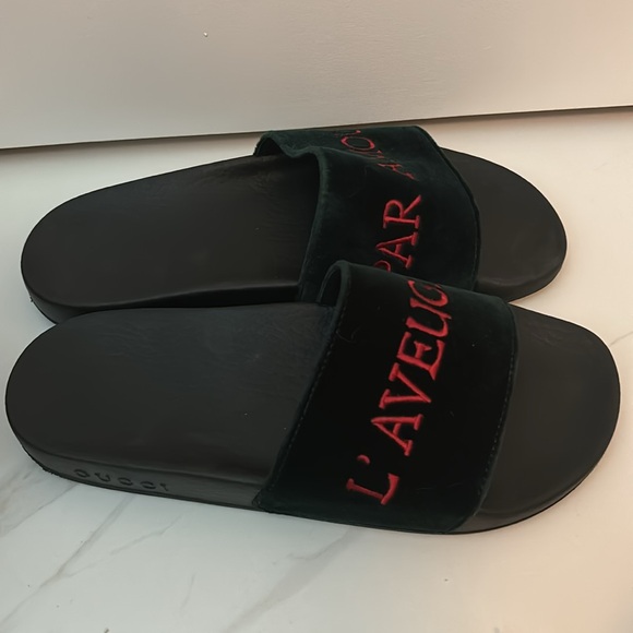 Velvet L'aveugle Par Amour Slide Sandals 37 Green. Never worn with box - Picture 3 of 7